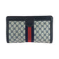 GUCCI Clutch bag GG Supreme Canvas Gray navy Clutch bag business bag Sherry line Women Used Authentic