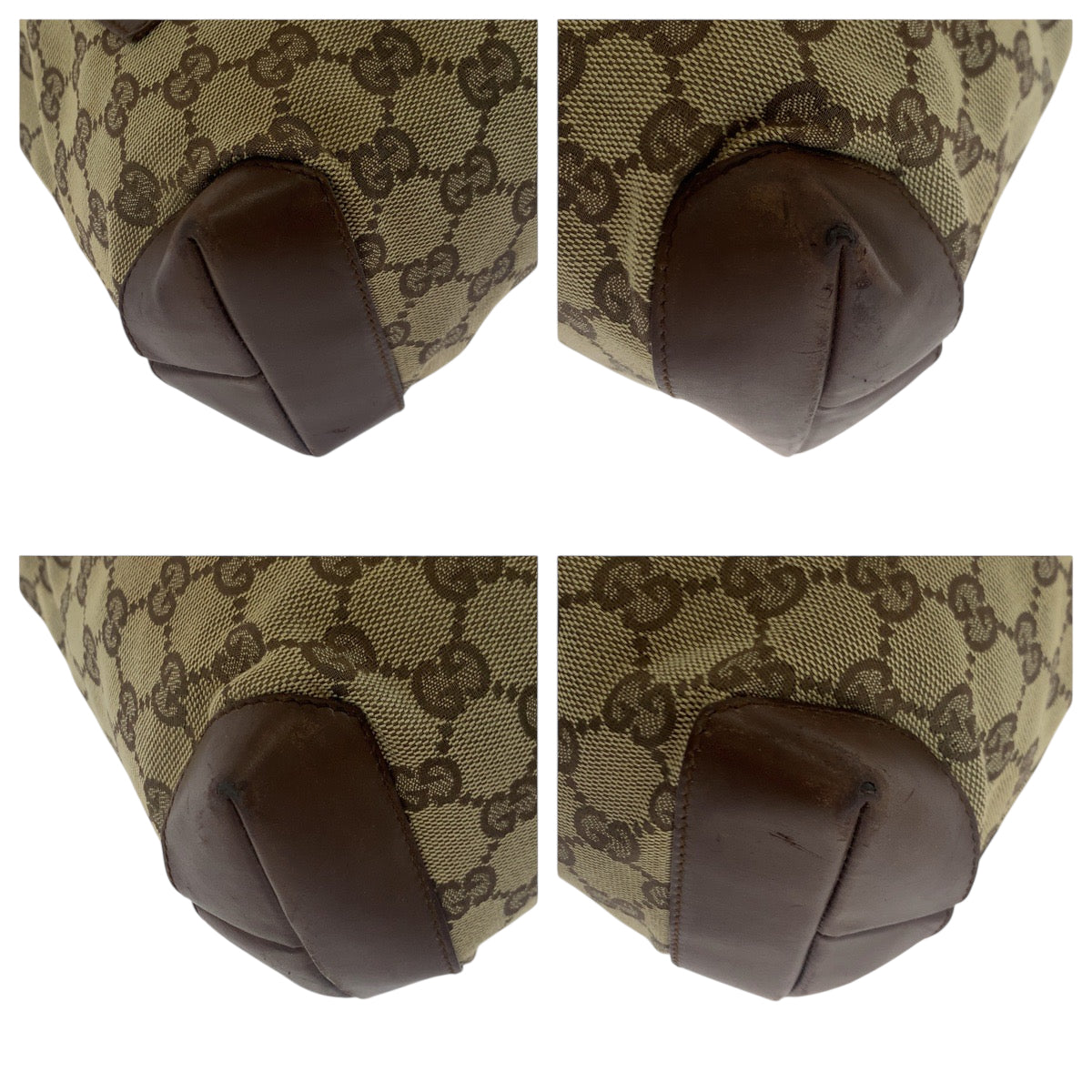GUCCI Tote Bag 019 0402 GG canvas Brown Beige SilverMetal Tote Bag Shoulder Bag Women Used Authentic