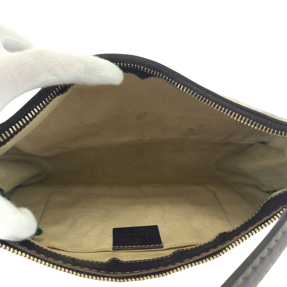 GUCCI Shoulder Bag 269893 GG canvas Dark Brown Beige Gold Metal Shoulder Bag handbag Sherry line Women Used Authentic