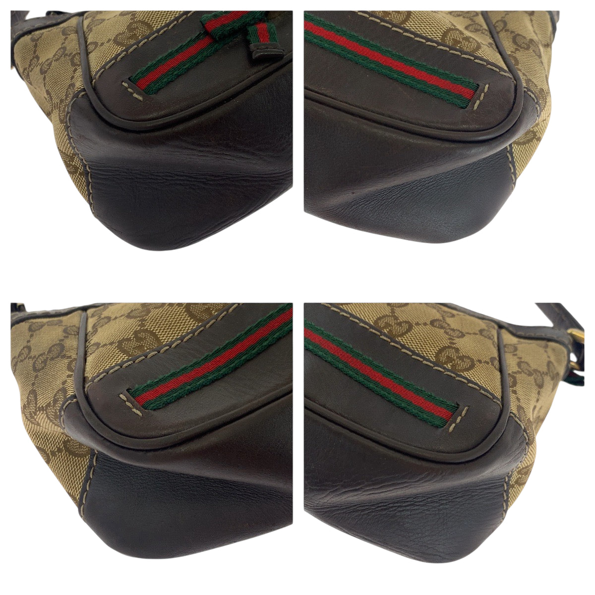 GUCCI Shoulder Bag 269893 GG canvas Dark Brown Beige Gold Metal Shoulder Bag handbag Sherry line Women Used Authentic