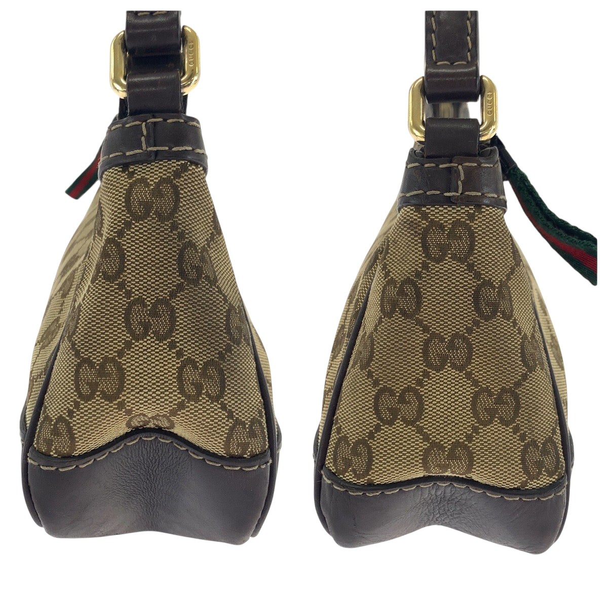 GUCCI Shoulder Bag 269893 GG canvas Dark Brown Beige Gold Metal Shoulder Bag handbag Sherry line Women Used Authentic