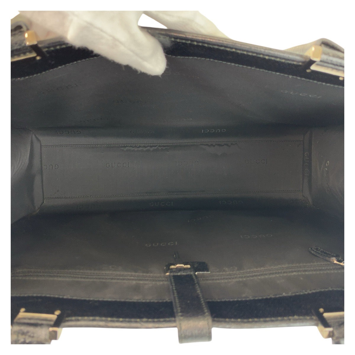 GUCCI Tote Bag 002 1074 leather Black SilverMetal Tote Bag Shoulder Bag Jackie Women Used Authentic
