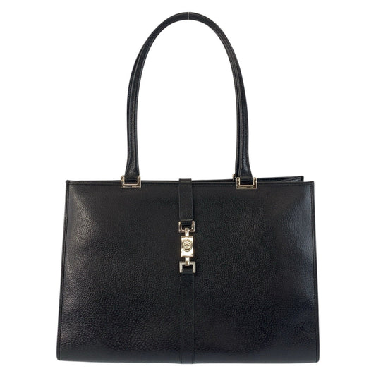 GUCCI Tote Bag 002 1074 leather Black SilverMetal Tote Bag Shoulder Bag Jackie Women Used Authentic