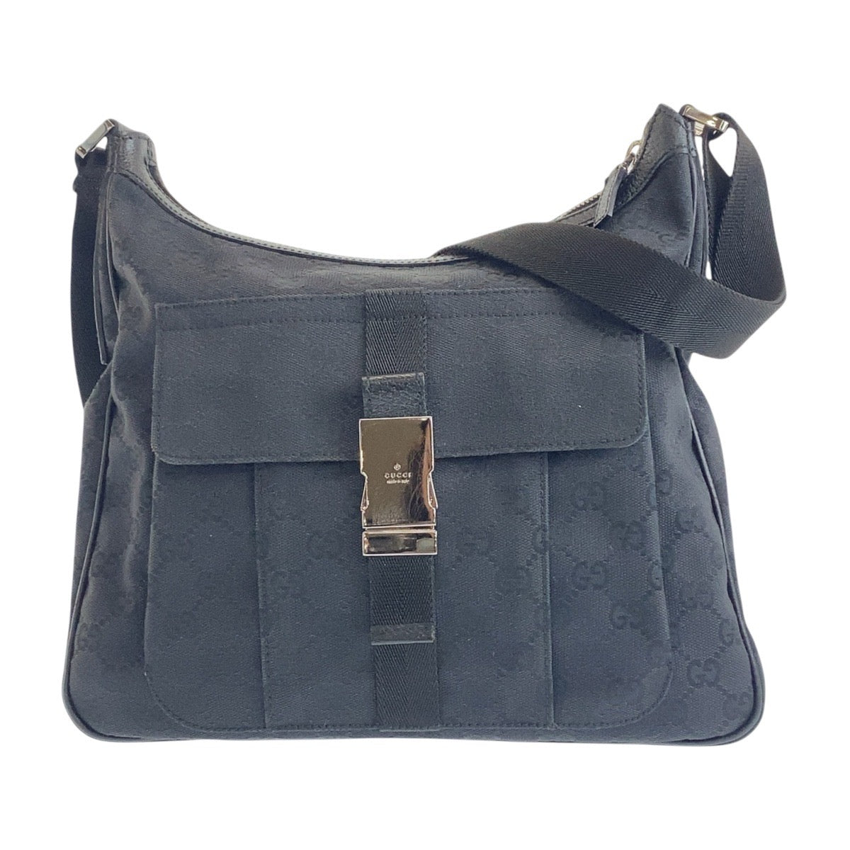 GUCCI Shoulder Bag 131211 GG canvas Black SilverMetal Crossbody Shoulder Bag Messenger Bag mens Used Authentic