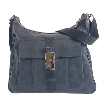 GUCCI Shoulder Bag 131211 GG canvas Black SilverMetal Crossbody Shoulder Bag Messenger Bag mens Used Authentic