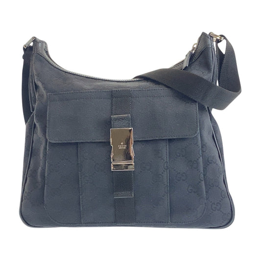 GUCCI Shoulder Bag 131211 GG canvas Black SilverMetal Crossbody Shoulder Bag Messenger Bag mens Used Authentic