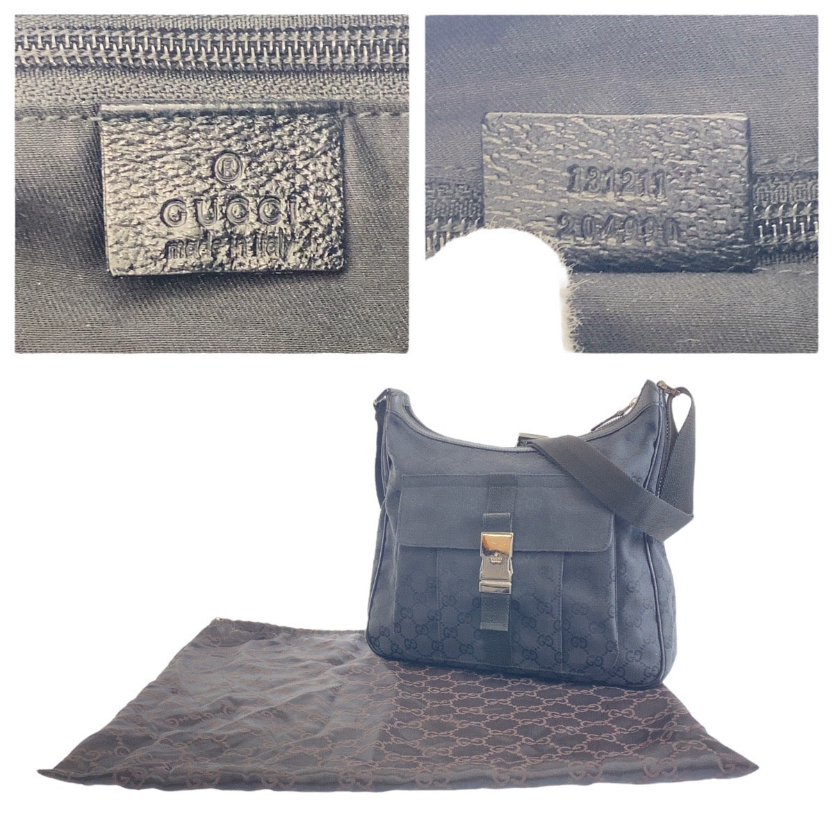 GUCCI Shoulder Bag 131211 GG canvas Black SilverMetal Crossbody Shoulder Bag Messenger Bag mens Used Authentic