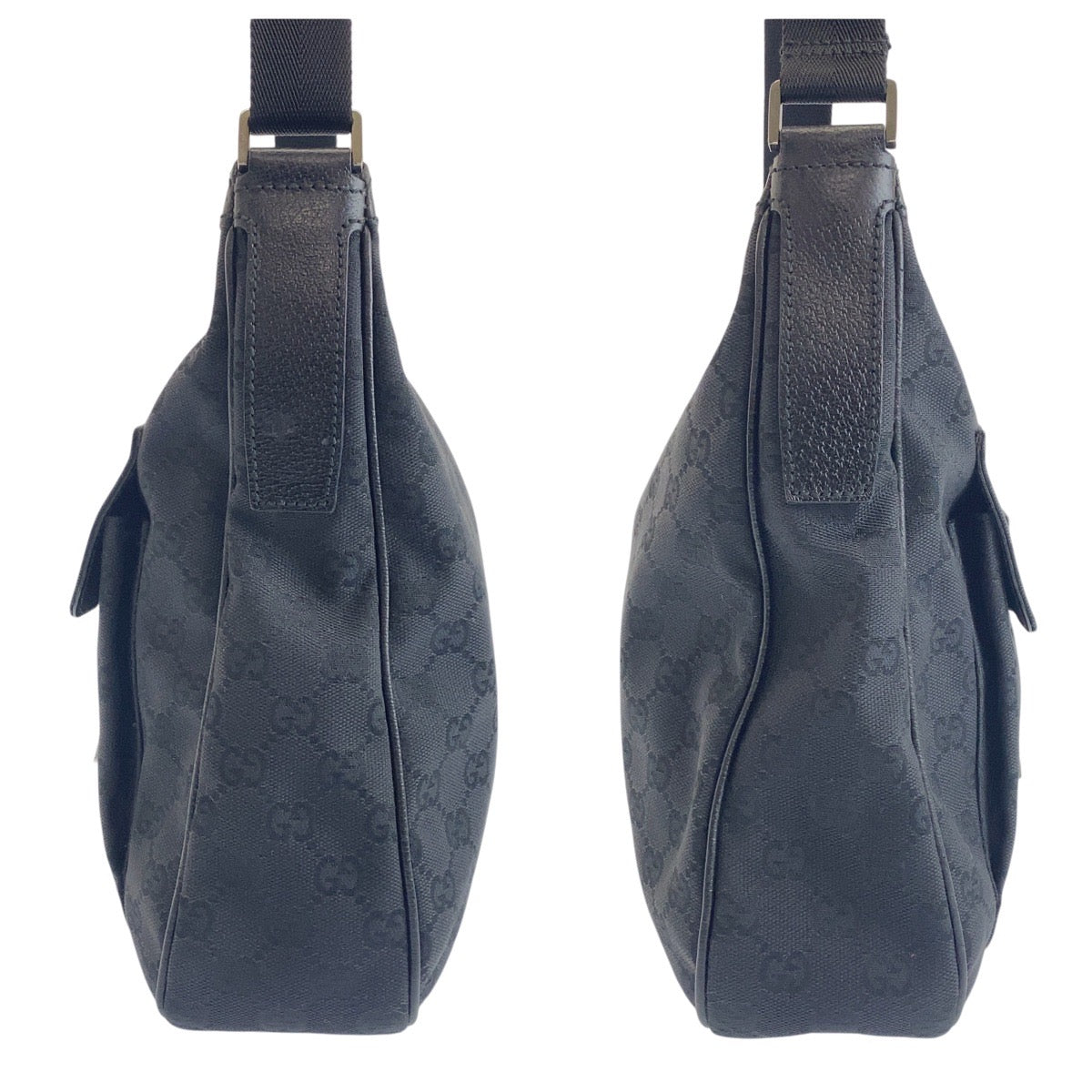 GUCCI Shoulder Bag 131211 GG canvas Black SilverMetal Crossbody Shoulder Bag Messenger Bag mens Used Authentic