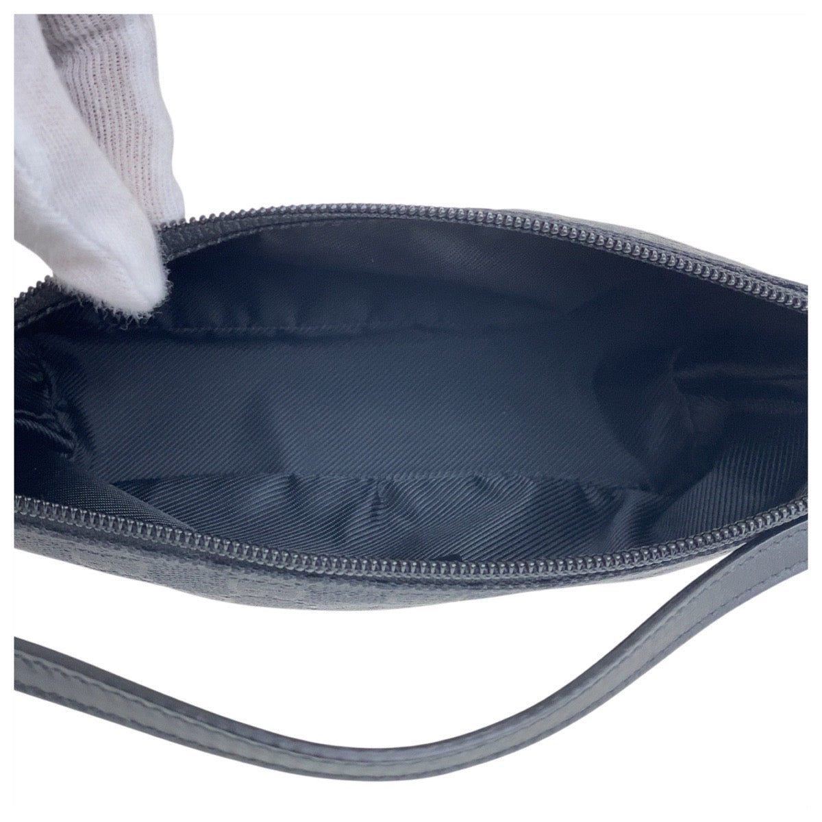 GUCCI Handbag 07198 GG canvas, leather Black SilverMetal Handbag accessory pouch Women Used Authentic