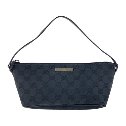 GUCCI Handbag 07198 GG canvas, leather Black SilverMetal Handbag accessory pouch Women Used Authentic