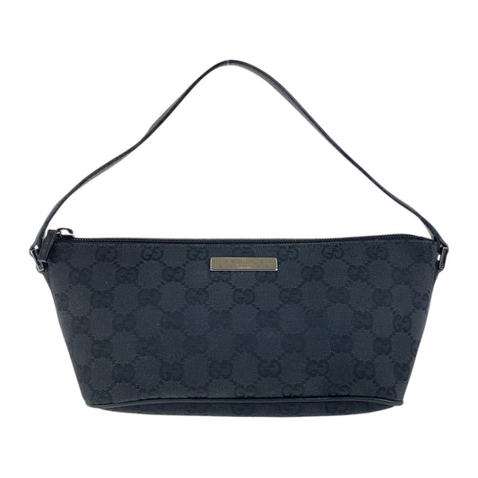 GUCCI Handbag 07198 GG canvas, leather Black SilverMetal Handbag accessory pouch Women Used Authentic
