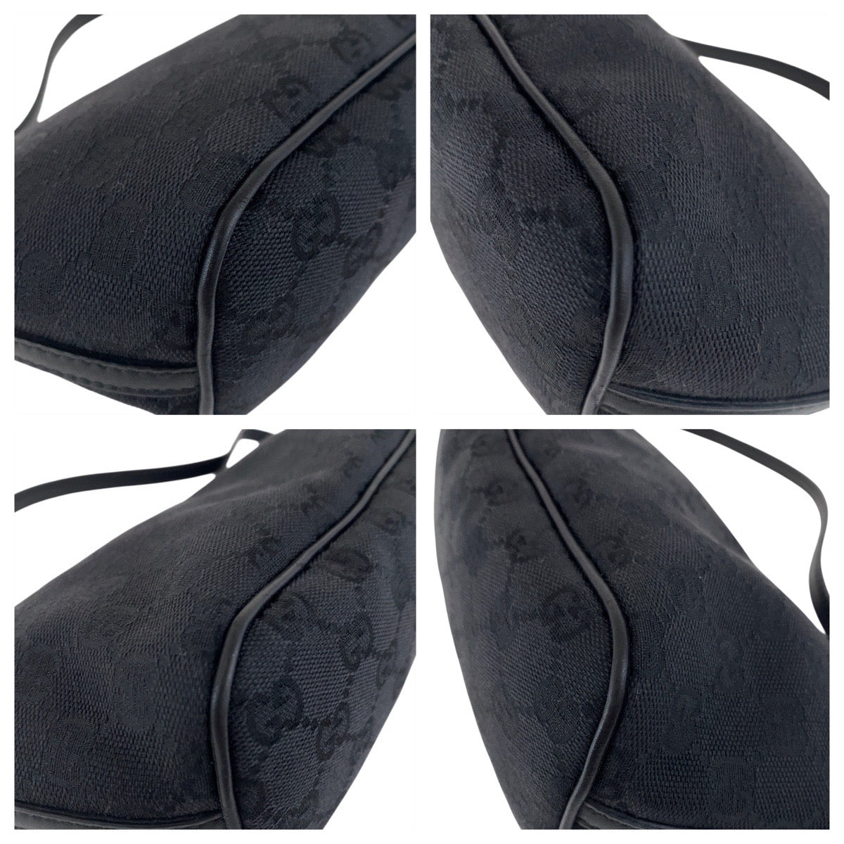 GUCCI Handbag 07198 GG canvas, leather Black SilverMetal Handbag accessory pouch Women Used Authentic