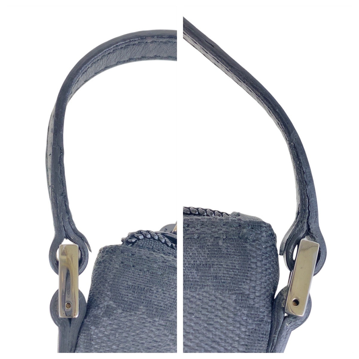 GUCCI Handbag 07198 GG canvas, leather Black SilverMetal Handbag accessory pouch Women Used Authentic