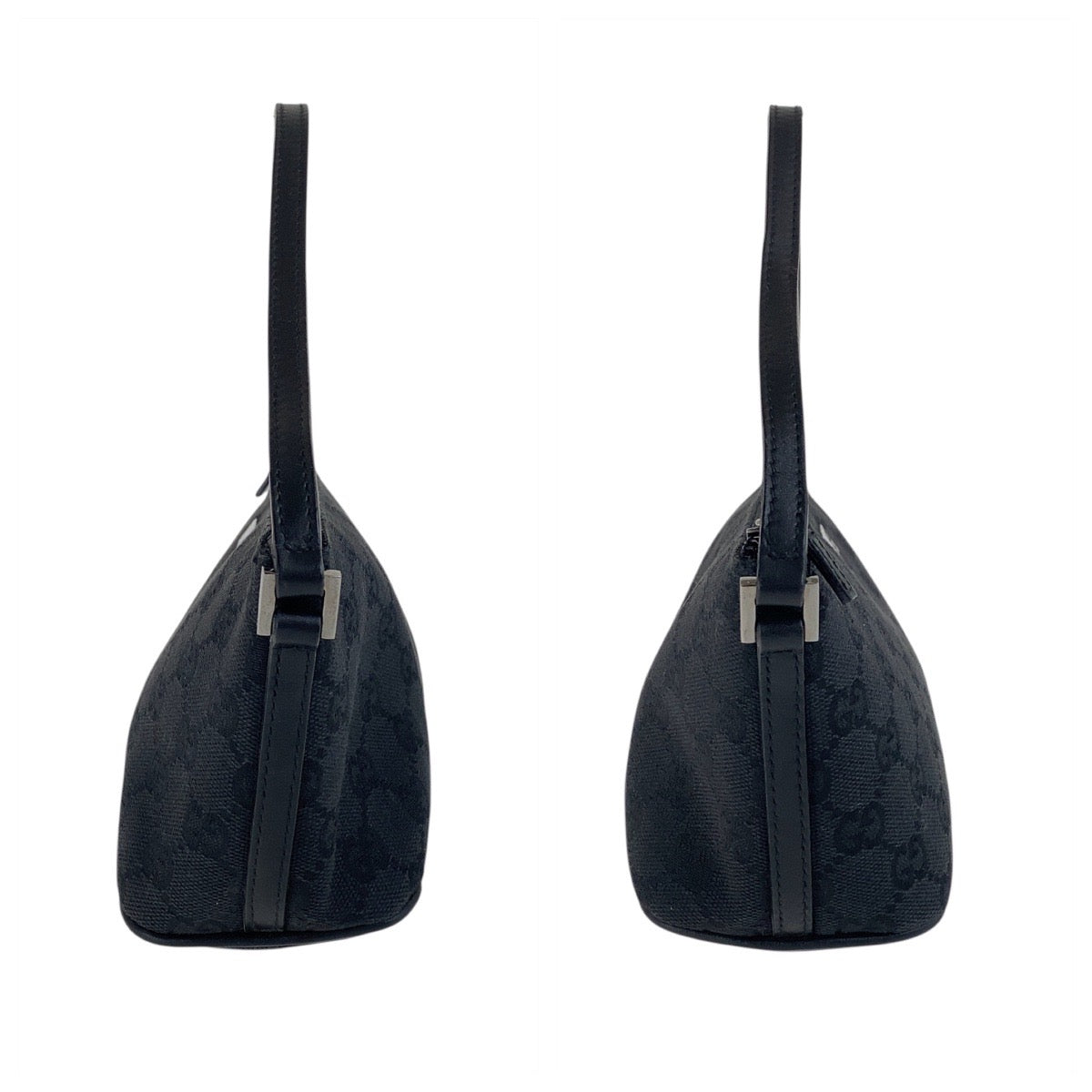 GUCCI Handbag 07198 GG canvas, leather Black SilverMetal Handbag accessory pouch Women Used Authentic