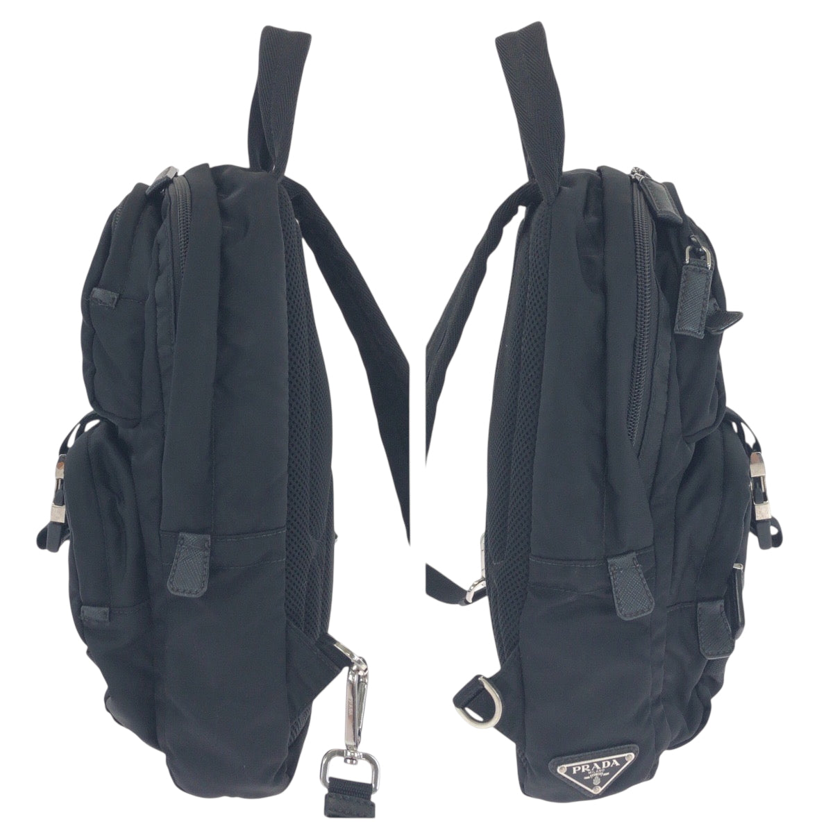 PRADA Sling bag 2VZ013 Nylon black Sling bag Bum bag Test Triangle With logo mens Used Authentic