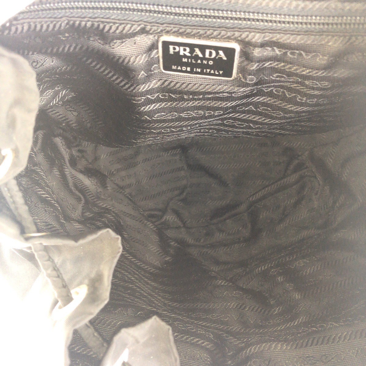 PRADA Backpack Nylon Black SilverMetal Backpack Test Triangle With logo Women Used Authentic