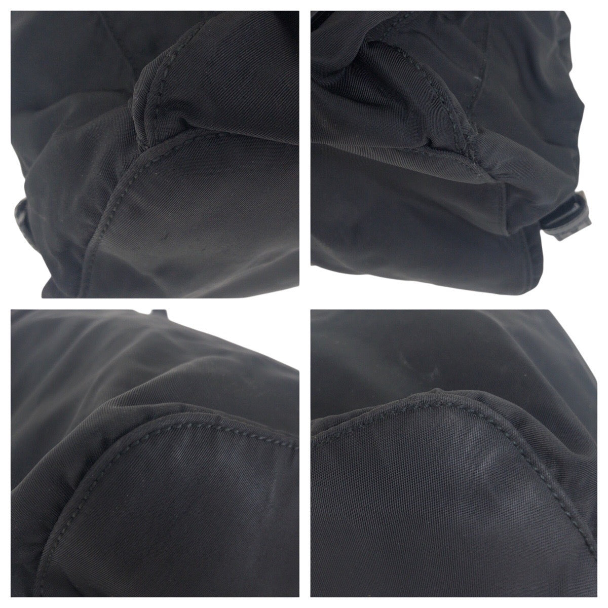 PRADA Backpack Nylon Black SilverMetal Backpack Test Triangle With logo Women Used Authentic