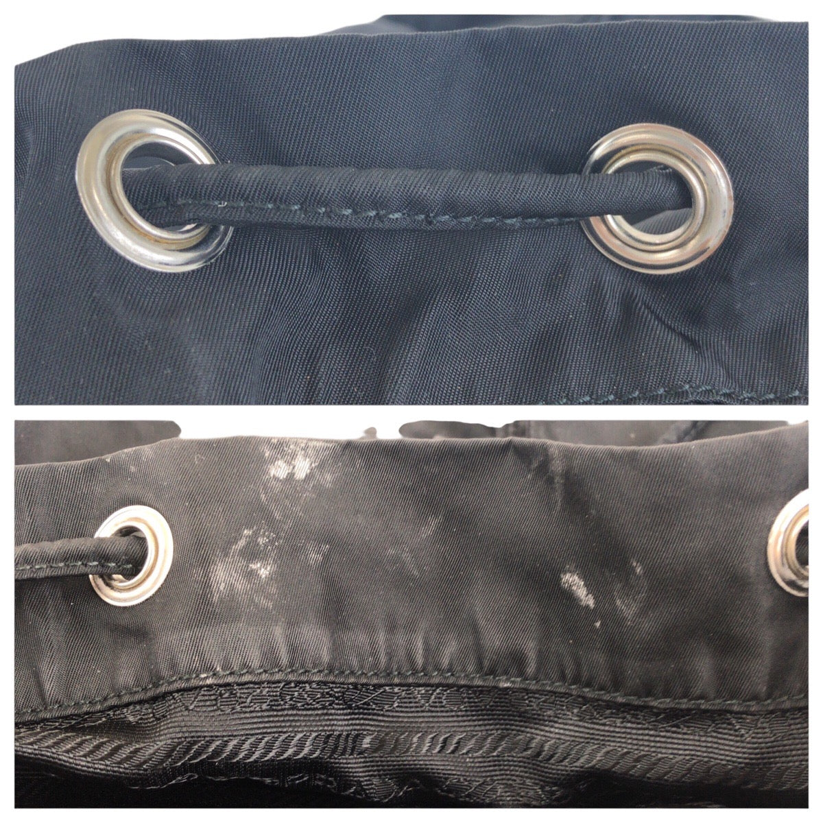 PRADA Backpack Nylon Black SilverMetal Backpack Test Triangle With logo Women Used Authentic
