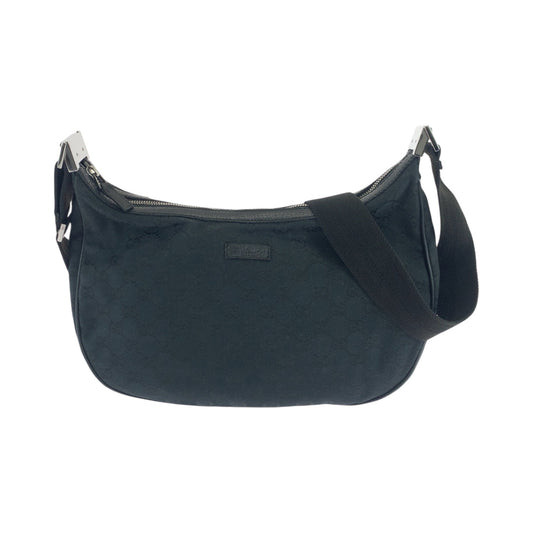 GUCCI Shoulder Bag 122790 GG canvas Black SilverMetal Shoulder Bag Crossbody Women Used Authentic