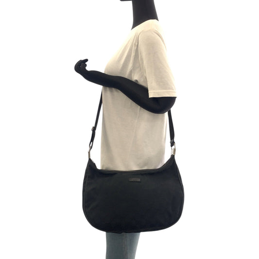 GUCCI Shoulder Bag 122790 GG canvas Black SilverMetal Shoulder Bag Crossbody Women Used Authentic