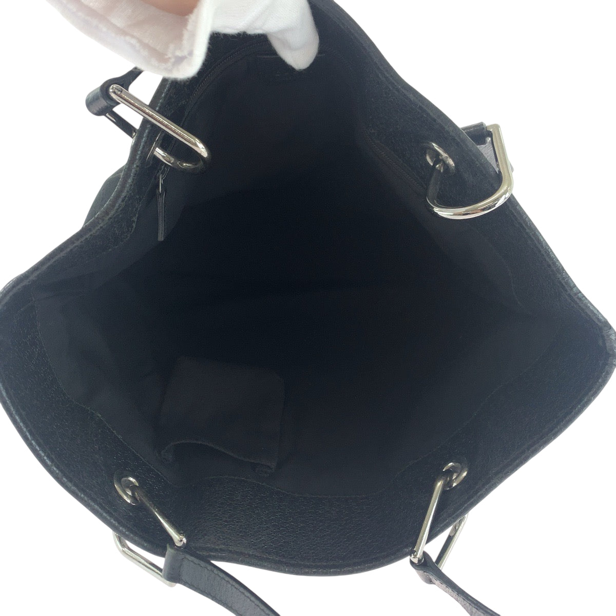 GUCCI Tote Bag 420836 GG canvas Black SilverMetal Tote Bag Shoulder Bag Women Used Authentic