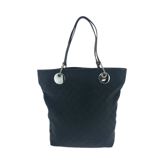 GUCCI Tote Bag 420836 GG canvas Black SilverMetal Tote Bag Shoulder Bag Women Used Authentic