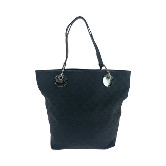 GUCCI Tote Bag 420836 GG canvas Black SilverMetal Tote Bag Shoulder Bag Women Used Authentic