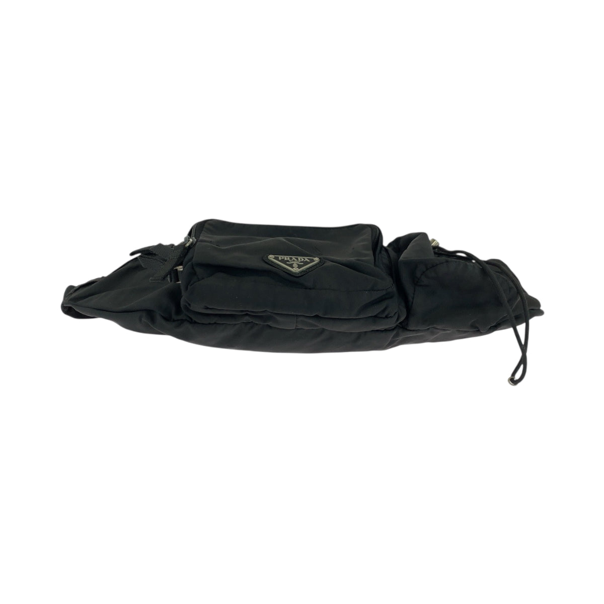 PRADA Waist bag VA0056 Nylon Black Silver Metal Waist Bag Bum Bag Test Triangle With logo mens Used Authentic