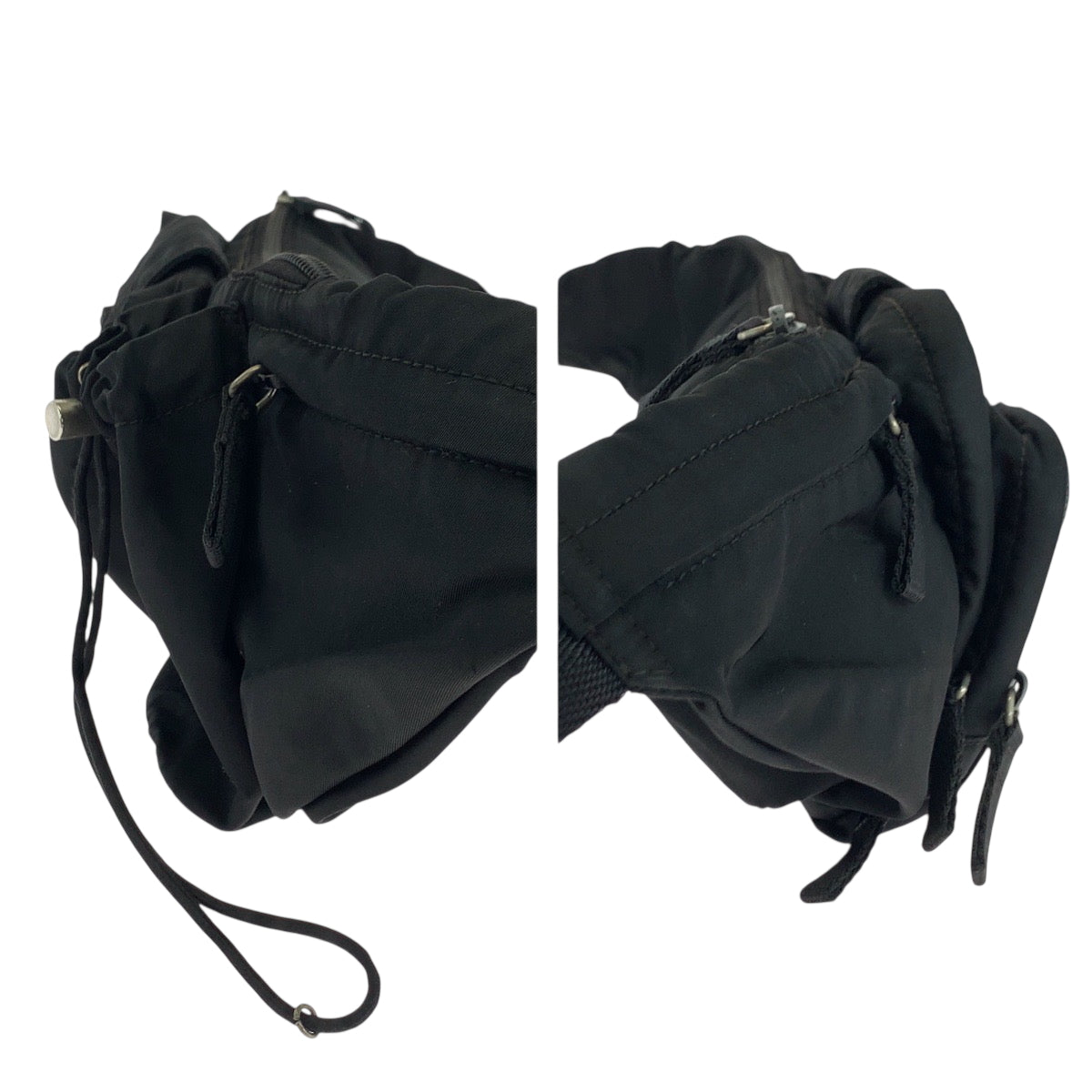 PRADA Waist bag VA0056 Nylon Black Silver Metal Waist Bag Bum Bag Test Triangle With logo mens Used Authentic