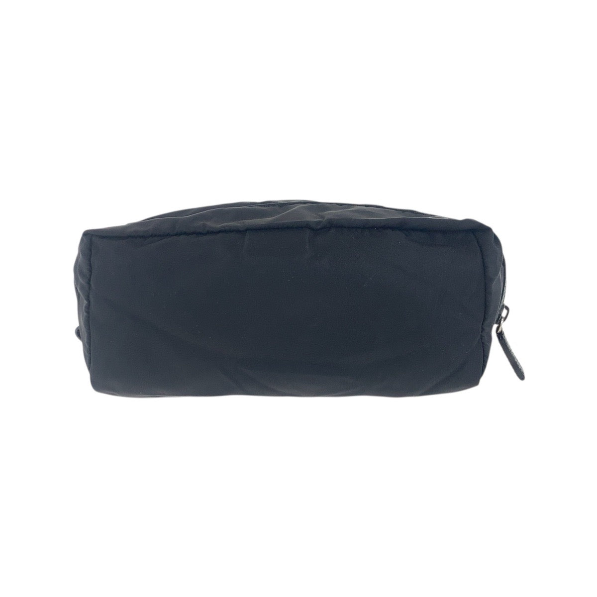 PRADA Pouch Nylon, Leather Black SilverMetal Pouch Cosmetics Pouch Test Triangle With logo Women Used Authentic
