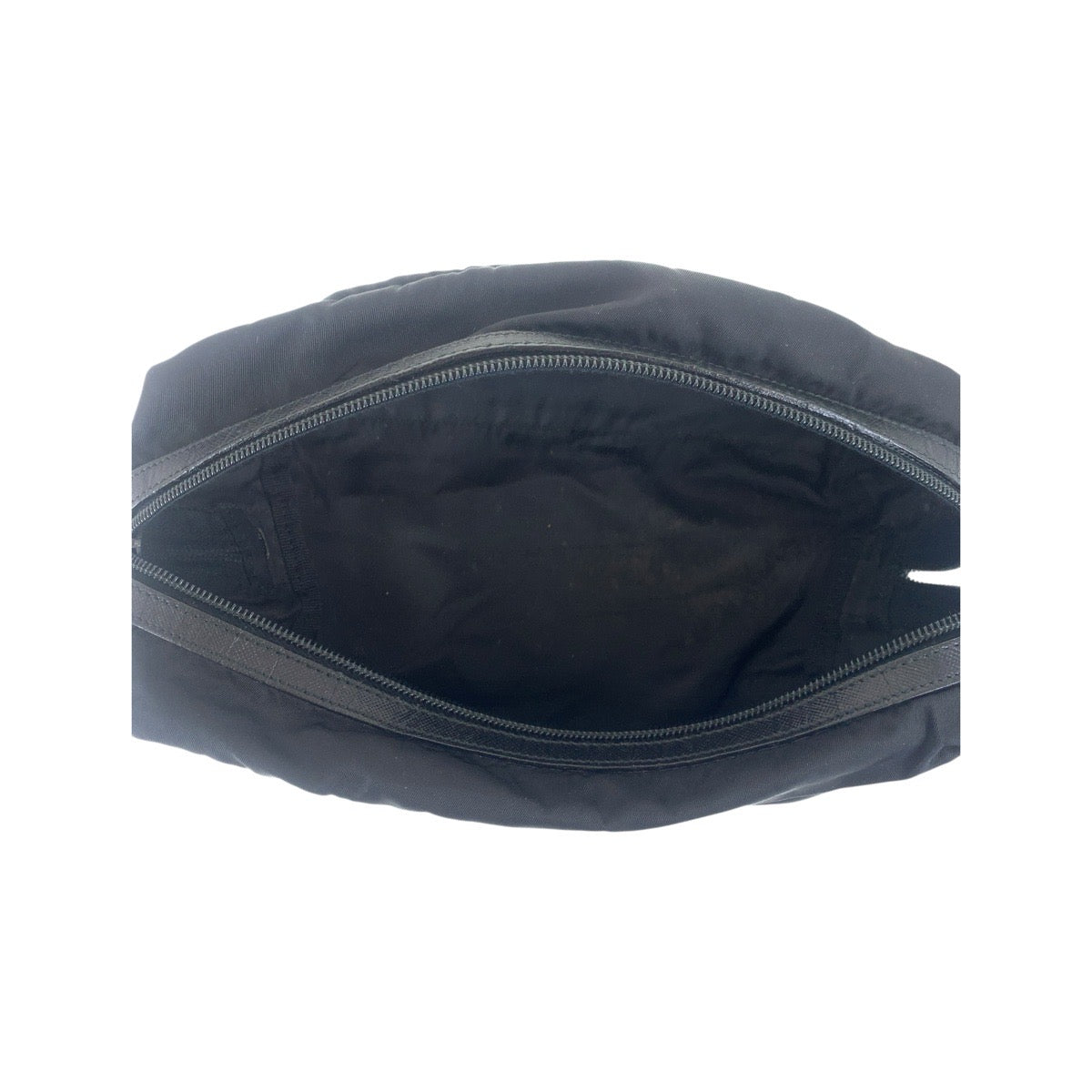 PRADA Pouch Nylon, Leather Black SilverMetal Pouch Cosmetics Pouch Test Triangle With logo Women Used Authentic