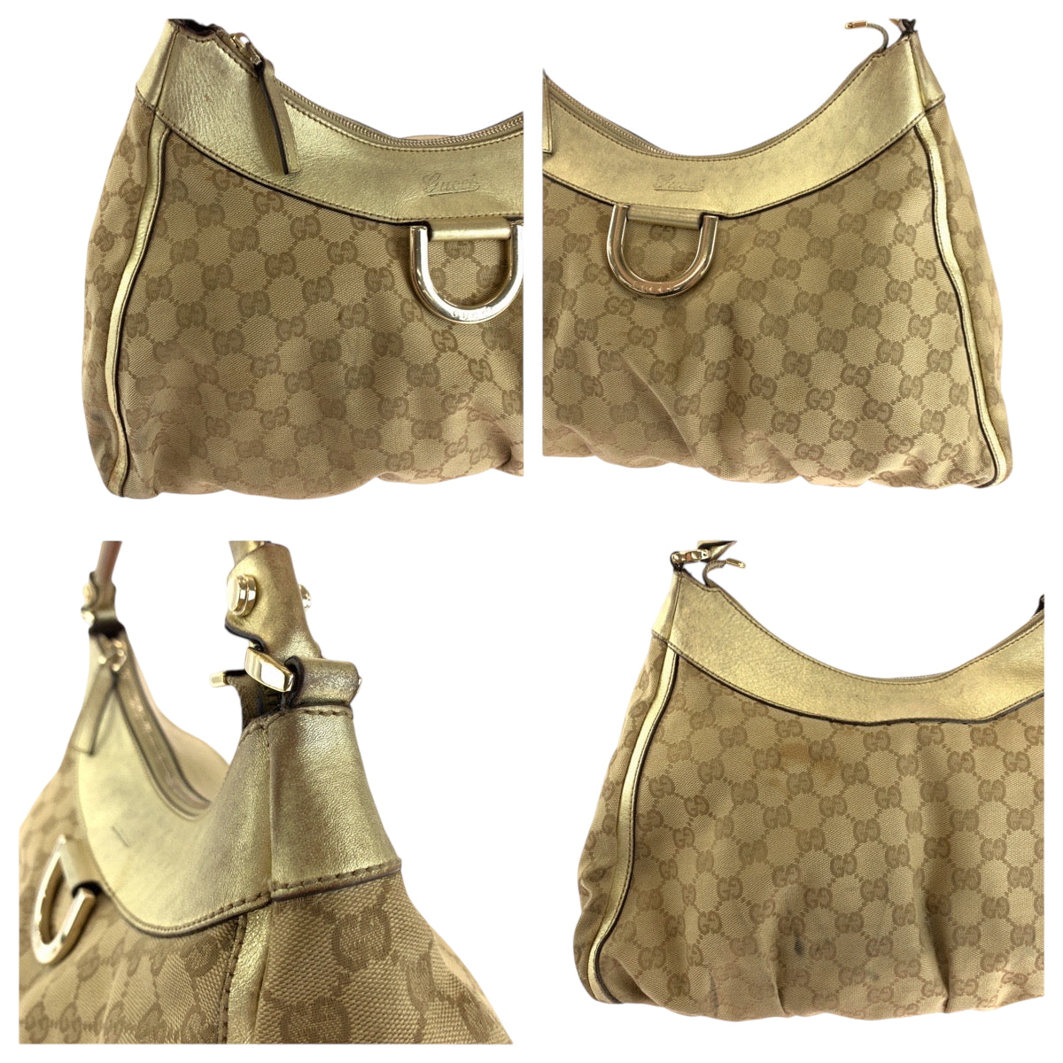 GUCCI Shoulder Bag 189833 GG canvas Beige gold Abbey