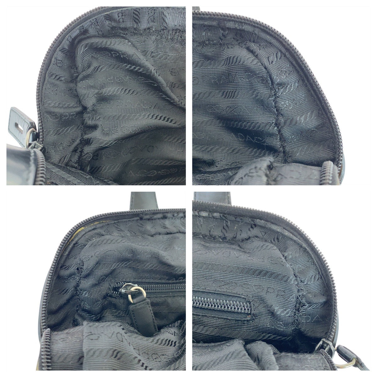 PRADA Handbag Nylon, Leather Black SilverMetal Test Triangle With logo Women Used Authentic
