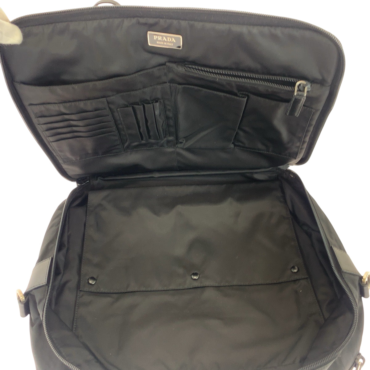 PRADA Shoulder Bag Nylon Black SilverMetal Shoulder Bag Business Bag 2way Test Triangle With logo mens Used Authentic
