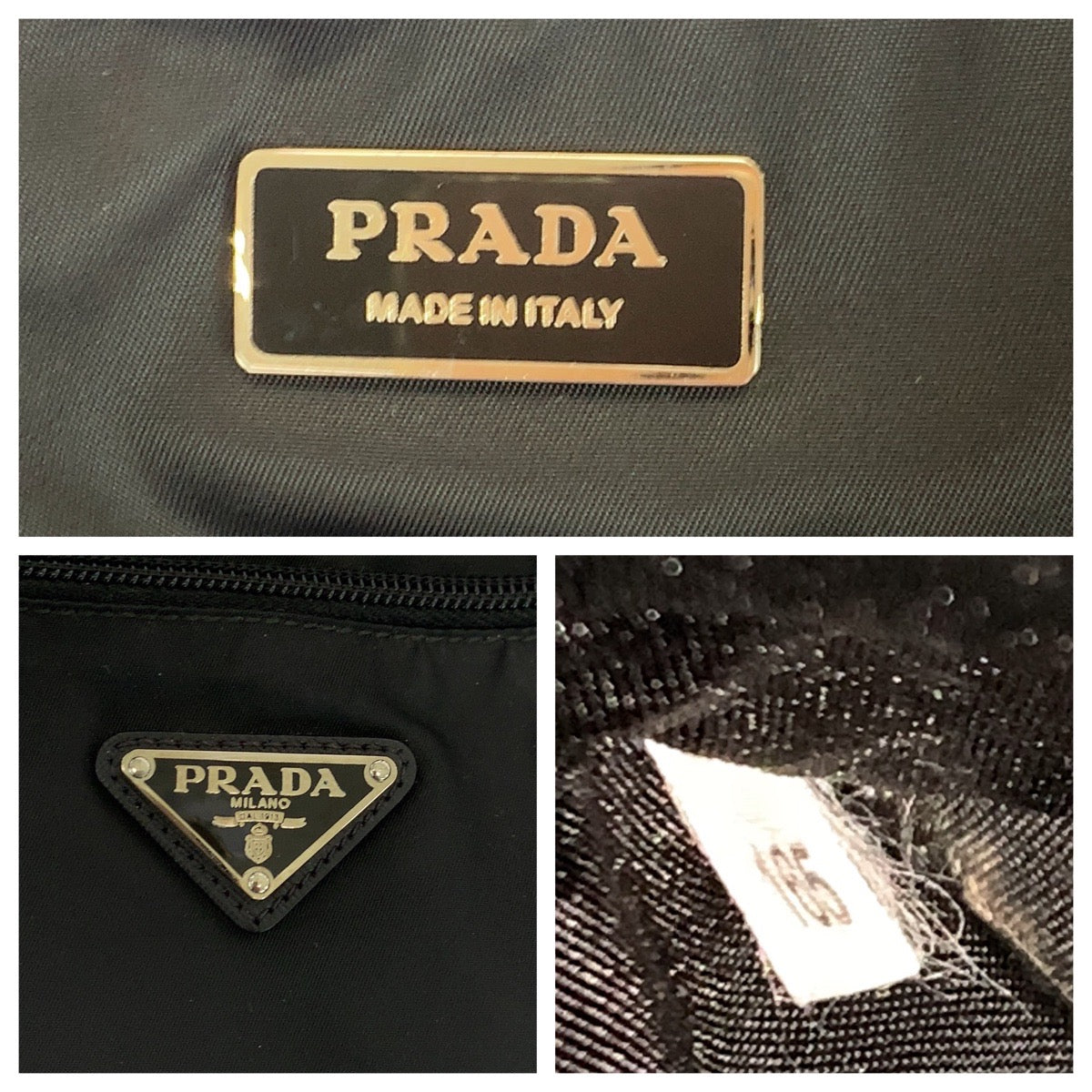 PRADA Shoulder Bag Nylon Black SilverMetal Shoulder Bag Business Bag 2way Test Triangle With logo mens Used Authentic
