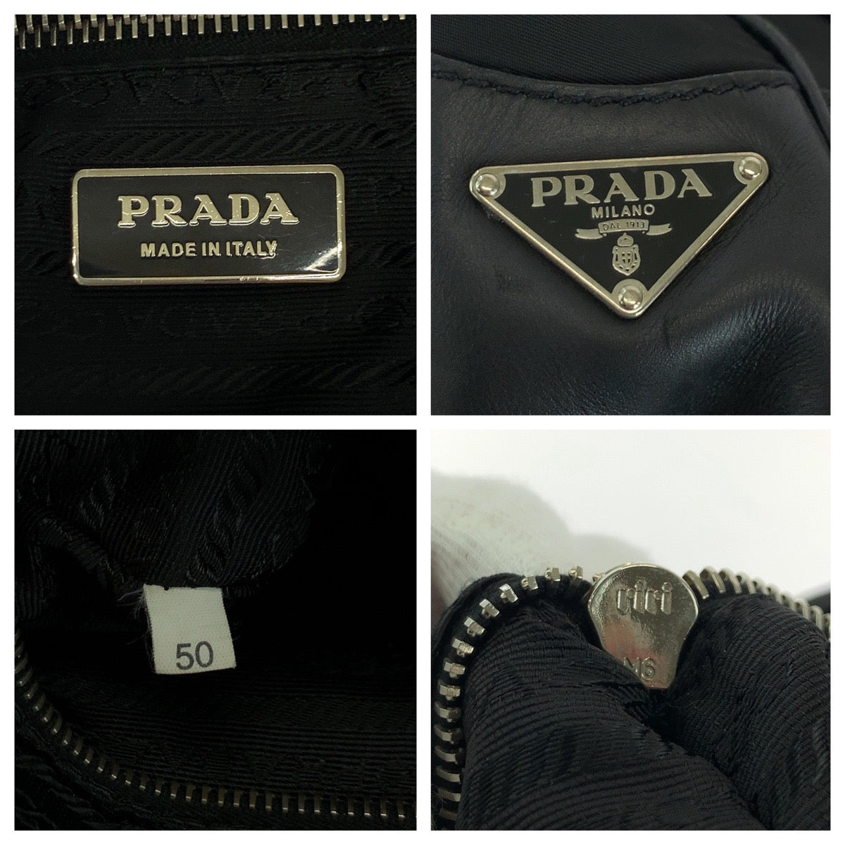 PRADA Shoulder Bag Nylon, Leather Black Silver Metal Hobo Shoulder Bag Test Triangle With logo Women Used Authentic