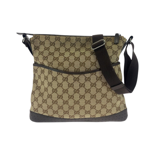 GUCCI Shoulder Bag 145857 GG canvas Beige Brown SilverMetal Shoulder Bag Sacoche punching Women Used Authentic