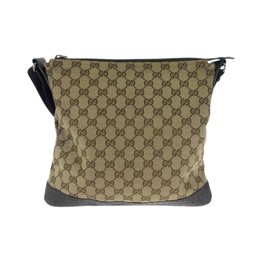 GUCCI Shoulder Bag 145857 GG canvas Beige Brown SilverMetal Shoulder Bag Sacoche punching Women Used Authentic