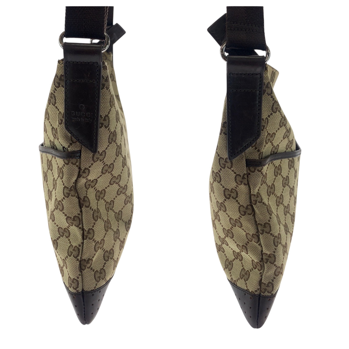 GUCCI Shoulder Bag 145857 GG canvas Beige Brown SilverMetal Shoulder Bag Sacoche punching Women Used Authentic