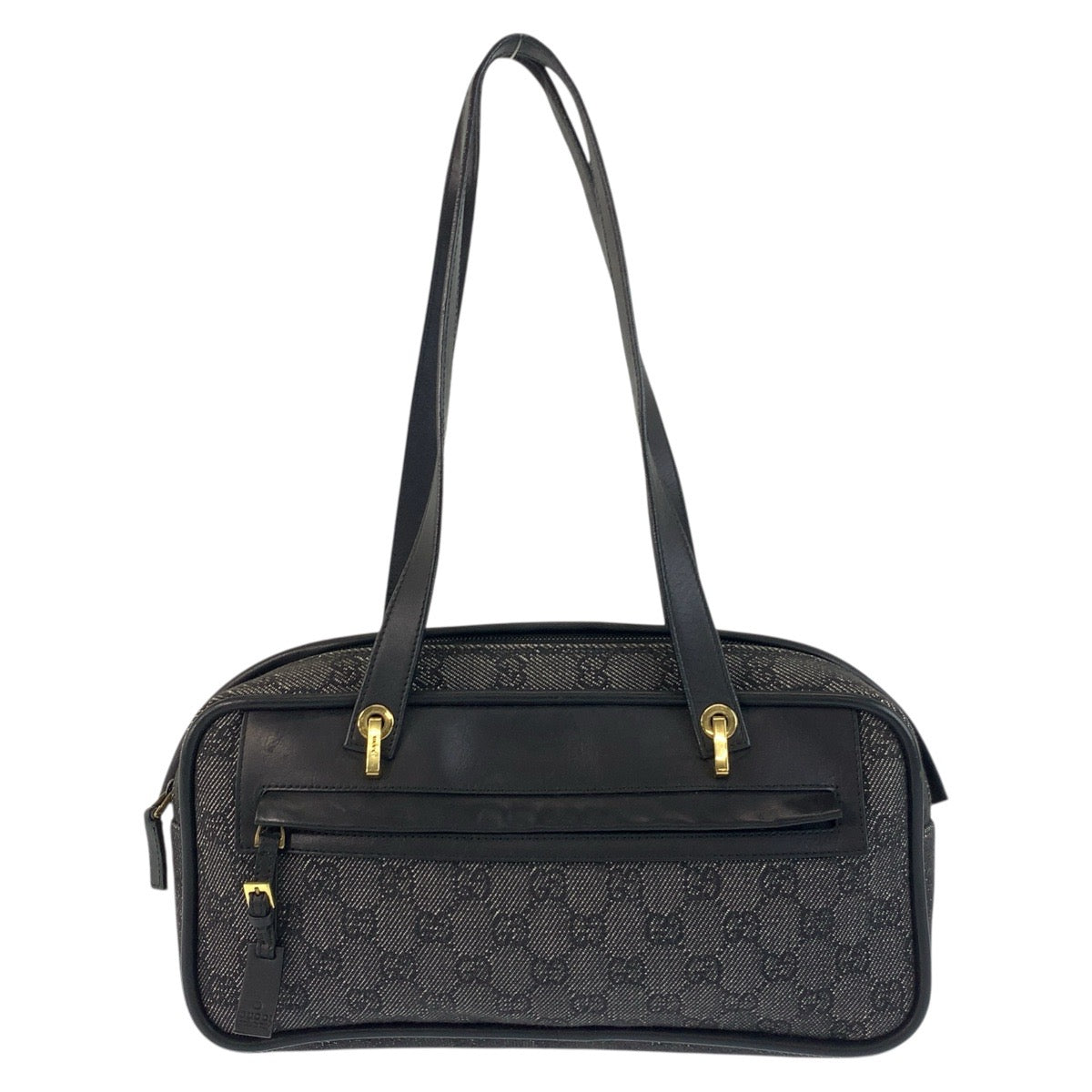 GUCCI Shoulder Bag 92729 GG canvas, leather Black GoldMetal Women Used Authentic