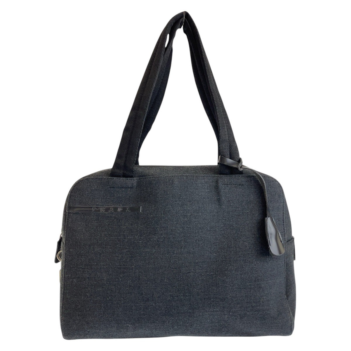 PRADA Tote Bag canvas Grey Black SilverMetal Tote Bag Shoulder Bag Unisex PRADA Sports Women Used Authentic