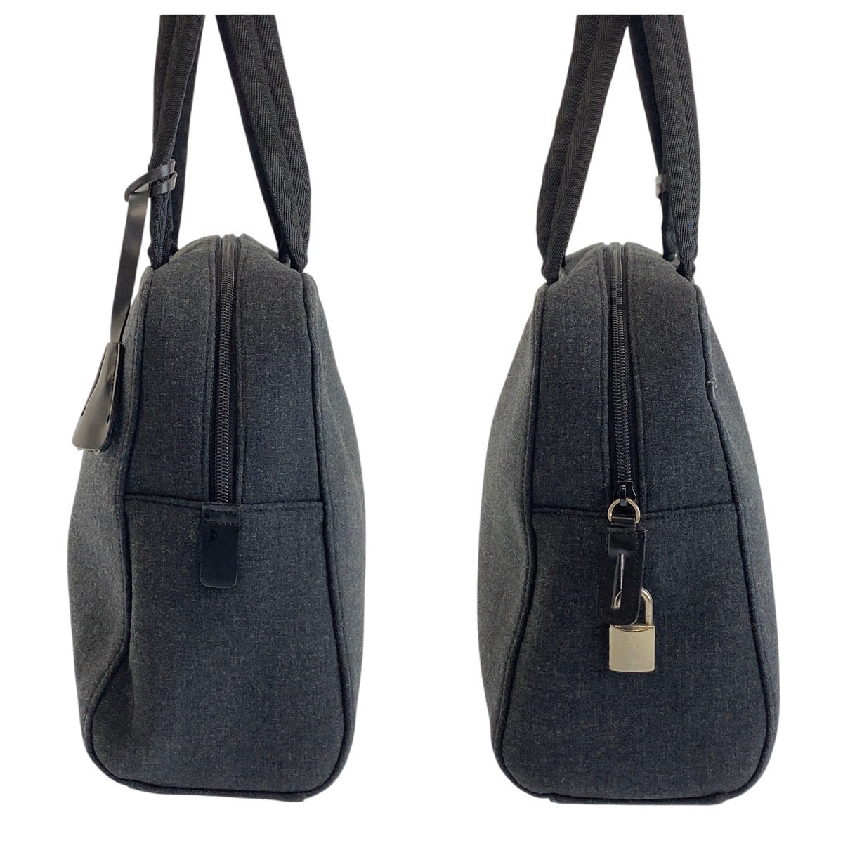 PRADA Tote Bag canvas Grey Black SilverMetal Tote Bag Shoulder Bag Unisex PRADA Sports Women Used Authentic