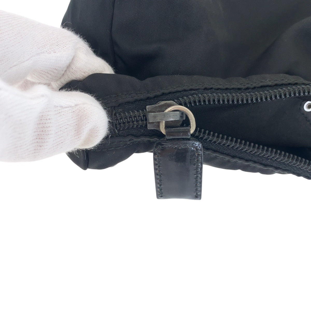 PRADA Pouch Nylon Black SilverMetal pouch accessory pouch Test Triangle With logo Women Used Authentic