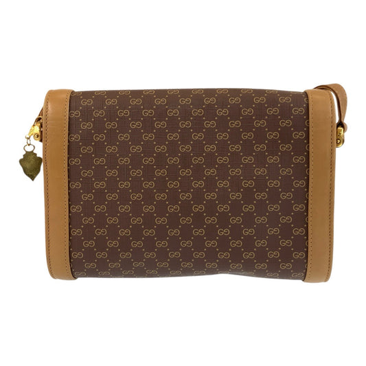 GUCCI Shoulder Bag 001 414 1161 PVC, Leather Brown Gold Metal Shoulder Bag pochette Micro GG Old Gucci Women Used Authentic
