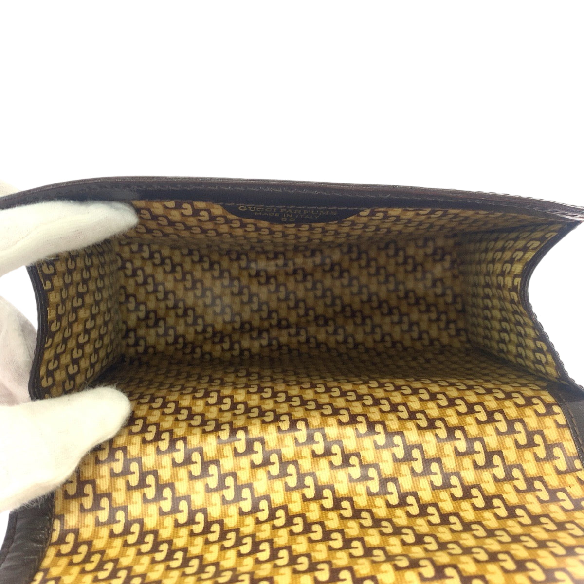 GUCCI Clutch bag Suede Brown Gold Metal Clutch bag business bag Old Gucci Shelly Line Gucci perfume Women(Unisex) Used Authentic