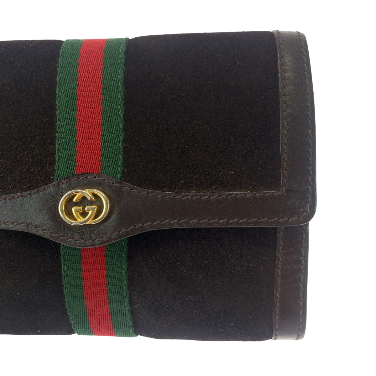 GUCCI Clutch bag Suede Brown Gold Metal Clutch bag business bag Old Gucci Shelly Line Gucci perfume Women(Unisex) Used Authentic