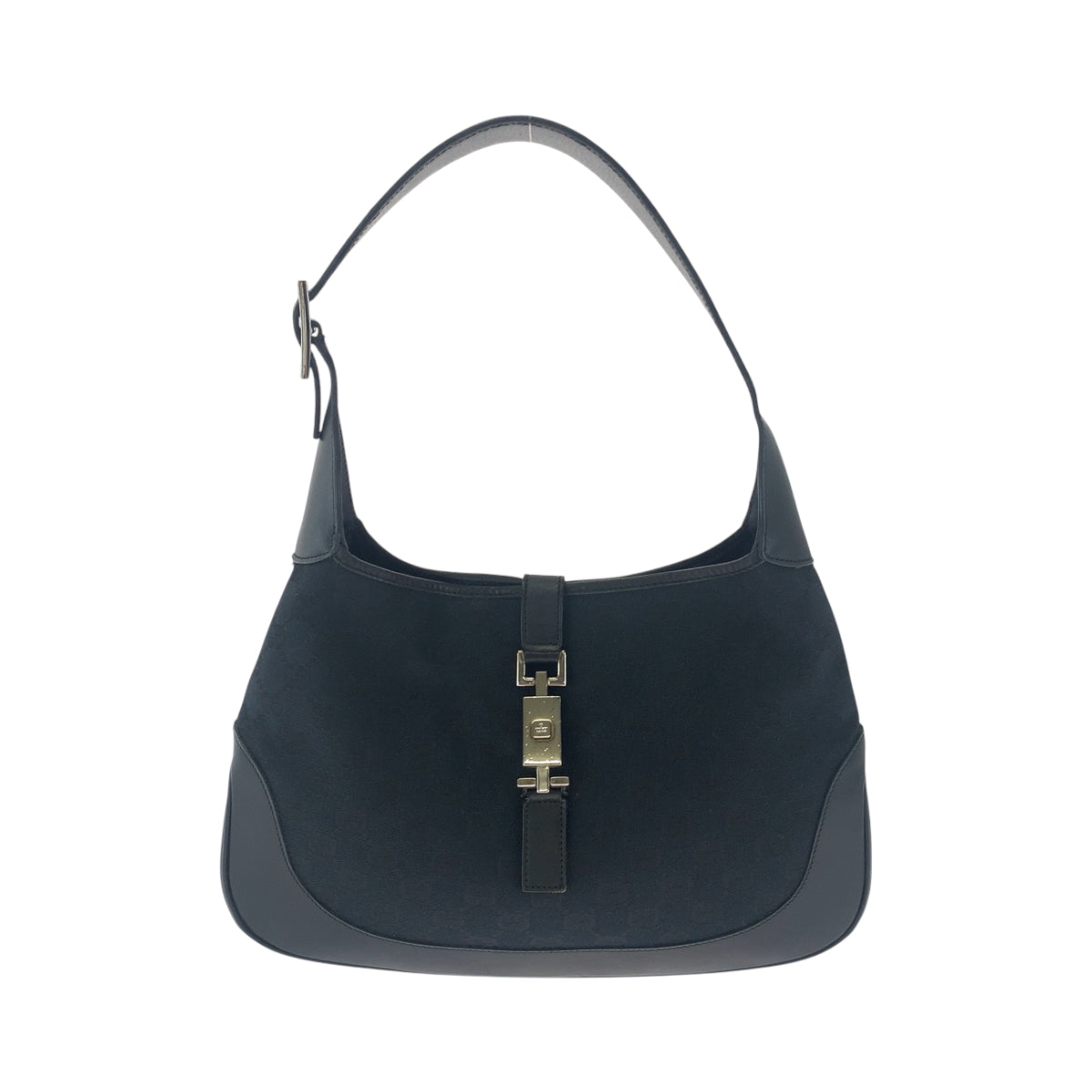 GUCCI Shoulder Bag GG canvas Black GoldMetal Hobo Shoulder Bag Jackie Women Used Authentic