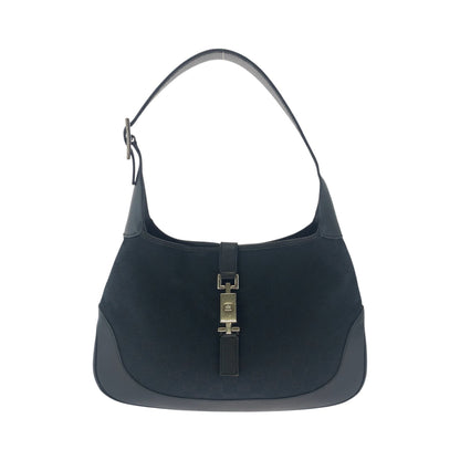 GUCCI Shoulder Bag GG canvas Black GoldMetal Hobo Shoulder Bag Jackie Women Used Authentic