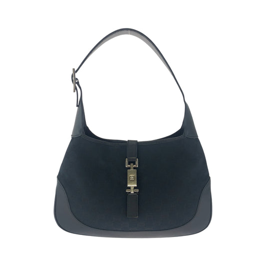GUCCI Shoulder Bag GG canvas Black GoldMetal Hobo Shoulder Bag Jackie Women Used Authentic