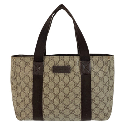 GUCCI Tote Bag 141976 GG Supreme canvas, leather Beige brown Tote Bag handbag Women Used Authentic